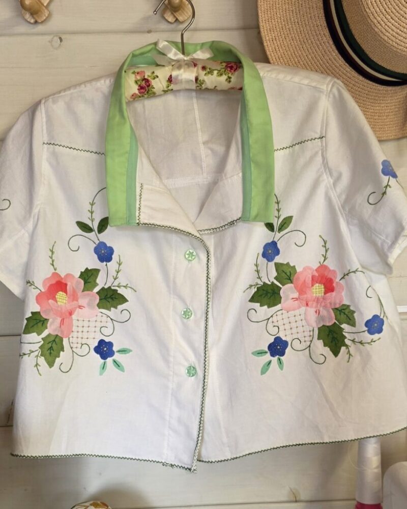 Handmade short sleeve crop shirt