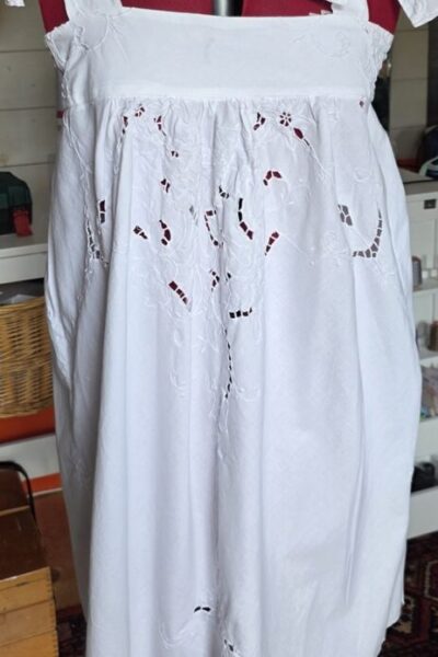 White cotton broderie anglaise sun dress