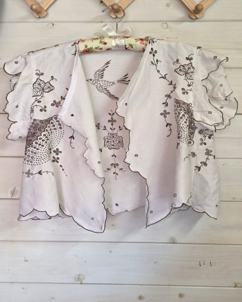 Boho vintage inspired open front top